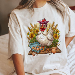 Sassy Chicken With Glasses And Fresh Eggs Farm Tri-Blend Shirt