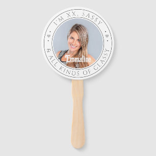 Sassy & Classy Custom Photo & Name Birthday Party Hand Fan