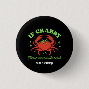 Sassy Coastal Crab Beach Aesthetic Bow Vintage 3 Cm Round Badge