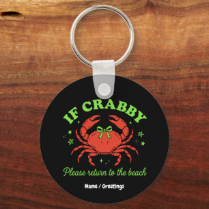 Sassy Coastal Crab Beach Aesthetic Bow Vintage Key Ring