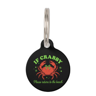 Sassy Coastal Crab Beach Aesthetic Bow Vintage Pet Tag