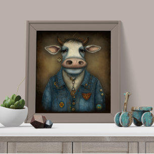 Sassy Cow Threads - Funny cow in a costume Poster