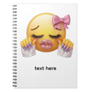 Sassy Crying Emoji with Pink Bow and Nails Notebook