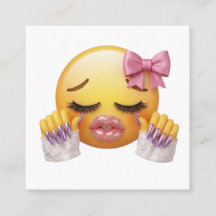 Sassy Crying Emoji with Pink Bow and Nails