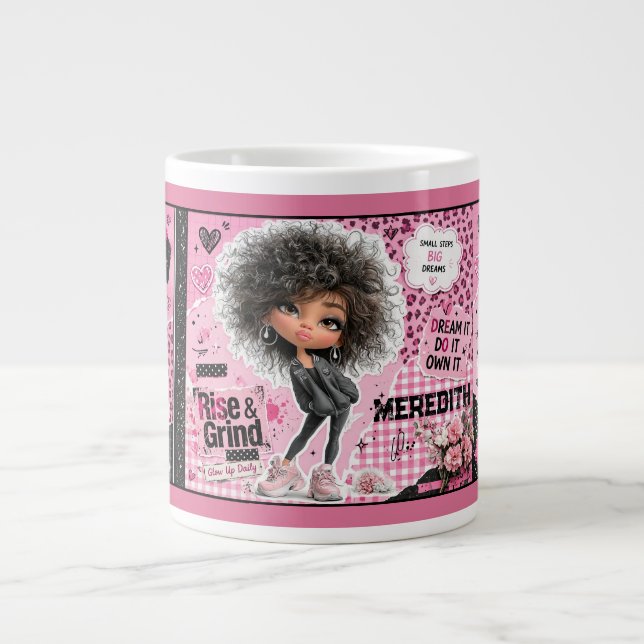 Sassy Custom Name Pink Doll Coffee Mug (Front)