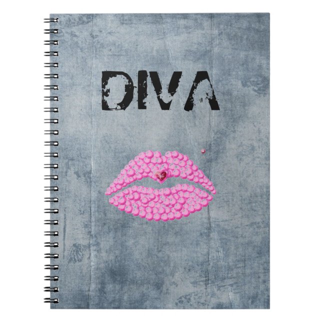 Sassy Diva Lips Spiral Notebook (Front)