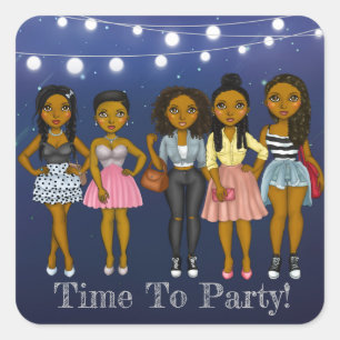 Sassy Diva Time To Party Square Sticker