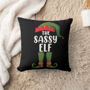 Sassy Elf Matching Family Group Christmas Party Cushion