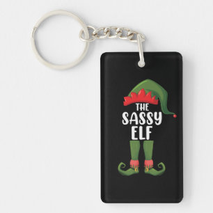 Sassy Elf Matching Family Group Christmas Party Key Ring