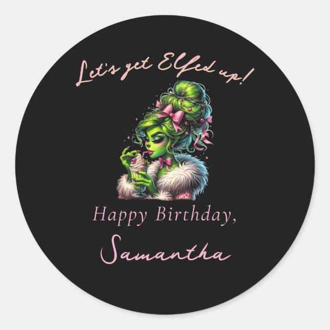 Sassy Elf Squad Christmas Girls Night Out Birthday Classic Round Sticker (Front)