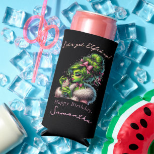 Sassy Elf Squad Christmas Girls Night Out Birthday Seltzer Can Cooler