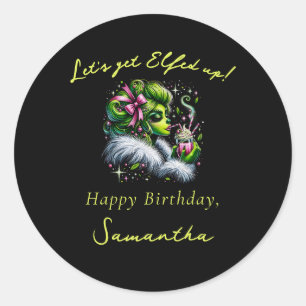 Sassy Elf Squad Girls Night Out Christmas Birthday Classic Round Sticker