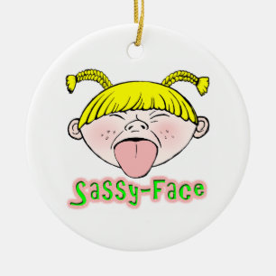 Sassy Face Girl Ceramic Tree Decoration