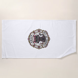 Sassy Feminine Cat Funny Cat Lover Design - Sassy  Beach Towel