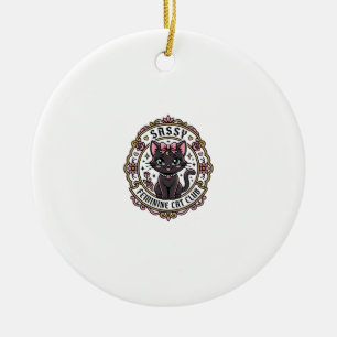 Sassy Feminine Cat Funny Cat Lover Design - Sassy Ceramic Tree Decoration