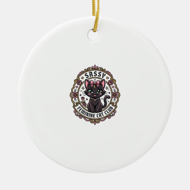 Sassy Feminine Cat Funny Cat Lover Design - Sassy  Ceramic Tree Decoration (Front)
