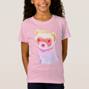 Sassy Ferret In Rainbow Colours Girl T-Shirt