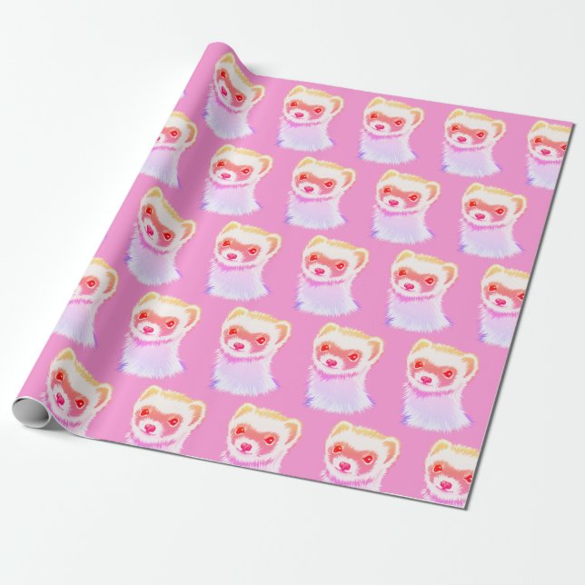 Sassy Ferret In Rainbow Colours Wrapping Paper (Unrolled)