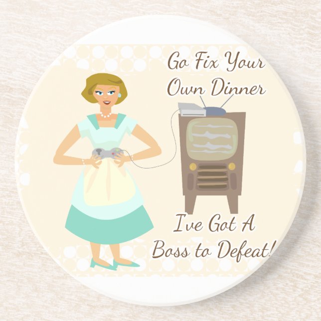 Sassy Fifties Gamer Housewife Coaster (Front)