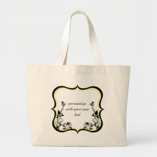 Sassy Floral Frame Bag, Light Yellow Large Tote Bag