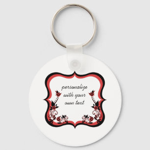 Sassy Floral Frame Keychain, Red Key Ring