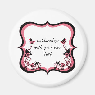 Sassy Floral Frame Magnet, Pink Magnet