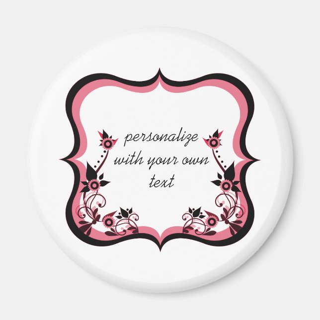 Sassy Floral Frame Magnet, Pink Magnet (Front)