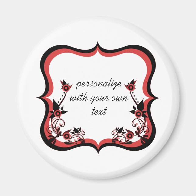Sassy Floral Frame Magnet, Red Magnet (Front)