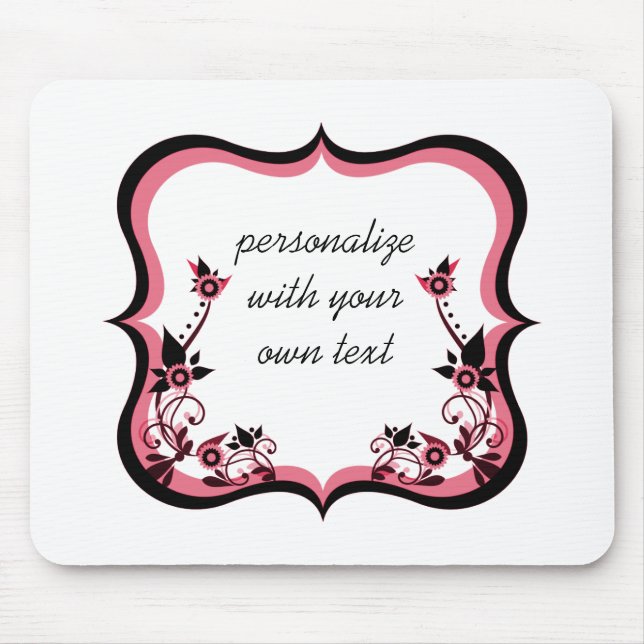 Sassy Floral Frame Mousepad, Pink Mouse Pad (Front)