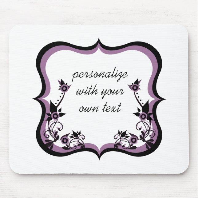 Sassy Floral Frame Mousepad, Purple Mouse Pad (Front)