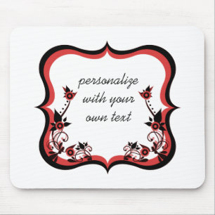 Sassy Floral Frame Mousepad, Red Mouse Pad