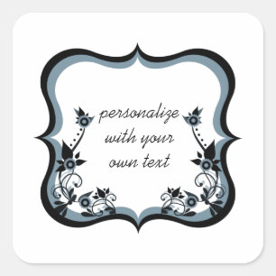 Sassy Floral Frame Square Stickers, Periwinkle Sticker