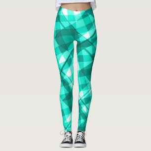 Sassy Girl Cute Mint Plaid Tartan Pattern Leggings