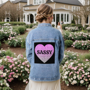 SASSY GIRL GLITTER HEART Denim Jacket