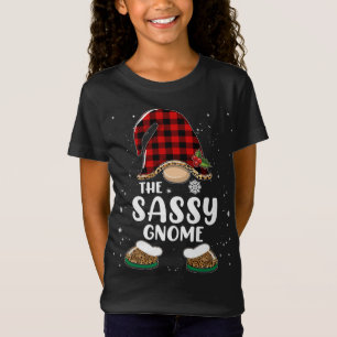 Sassy Gnome Buffalo Plaid Matching Family Christma T-Shirt