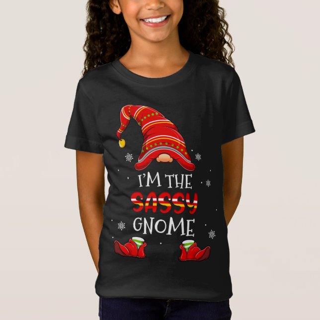 Sassy Gnome Christmas Pajama Matching Family T-Shirt (Front)