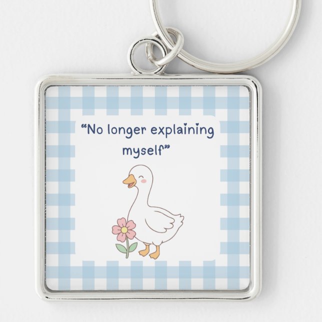 Sassy Goose Gingham Charm Keychain (Front)