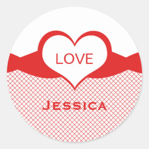 Sassy Heart Fishnet Stickers, Red Classic Round Sticker