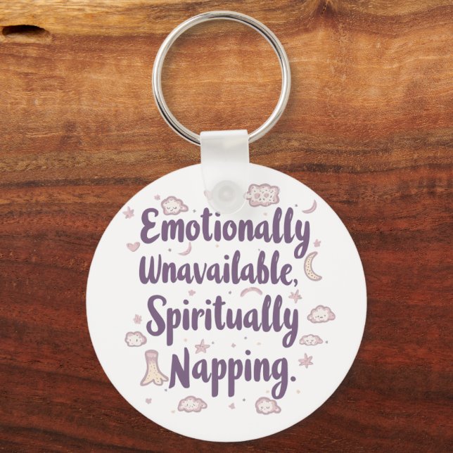 Sassy Introvert Humor with Cute Clouds Key Ring (Front)