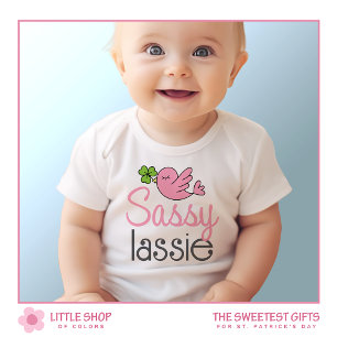 Sassy Lassie St Patrick’s Day Customisable Girls Baby Bodysuit