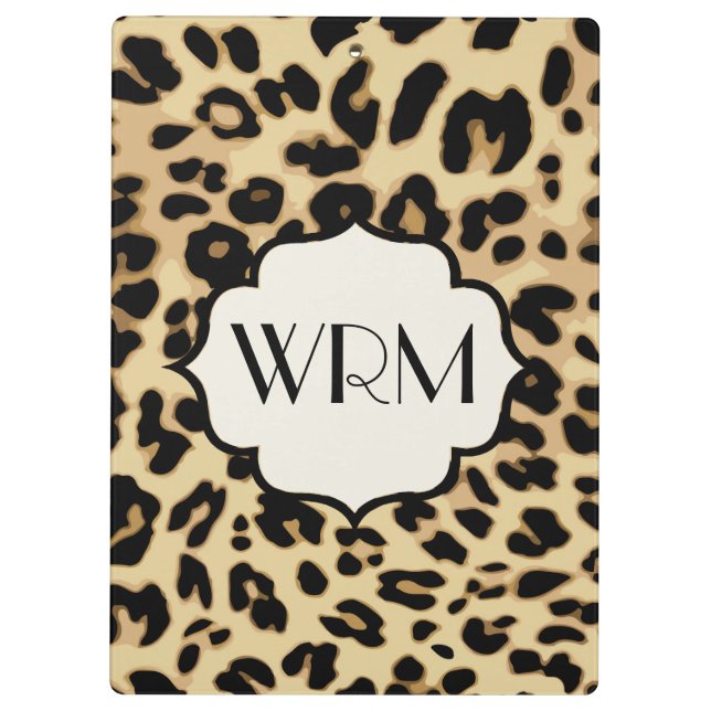 Sassy Leopard Print Monogrammed Clipboard (Back)