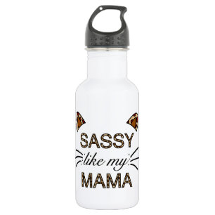 Sassy Like My Mama Leopard Print Whiskers and Ears 532 Ml Water Bottle