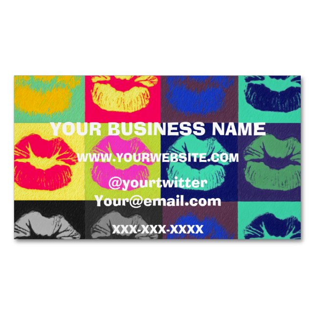 Sassy Lips Tri Colours Magnetic Business Card (Front)