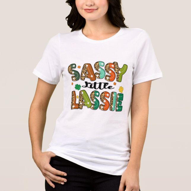 Sassy Little Lassie Cute Irish St Patricks Day Tri-Blend Shirt (Front)