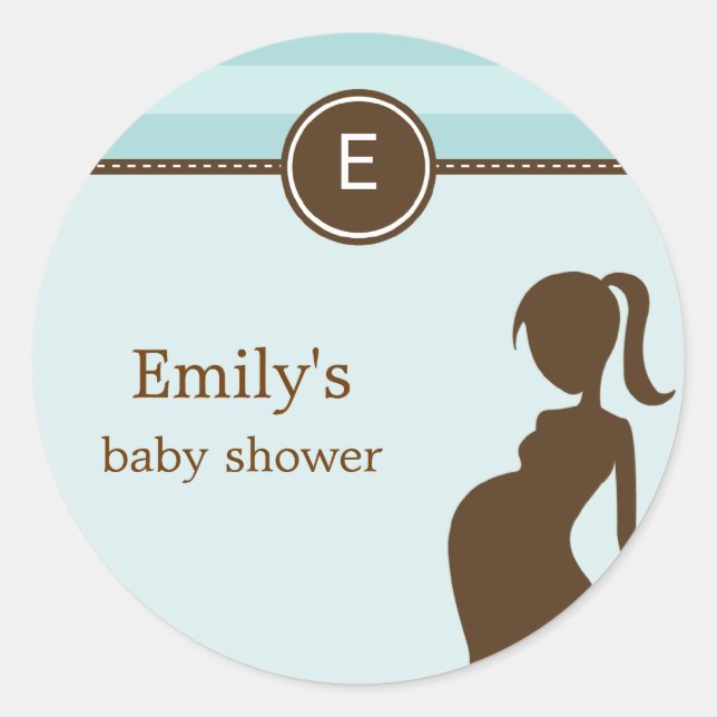 Sassy Mum Baby Shower Favour Sticker - Blue (Front)