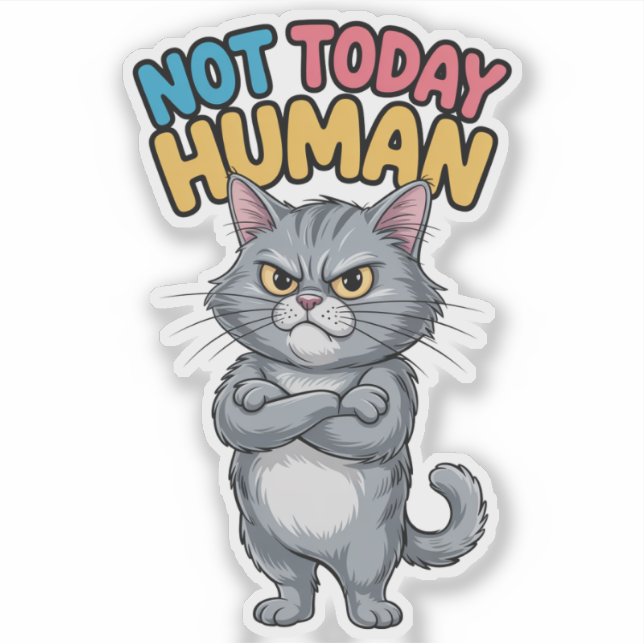 Sassy Not Today Human Cat Sticker (Front)