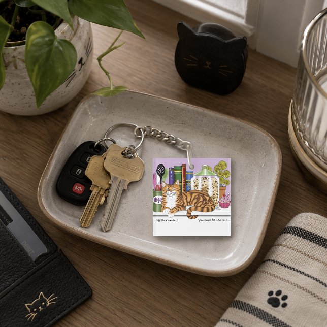 Sassy Orange Tabby Kitchen Counter Top Cat  Funny Key Ring (Creator Uploaded)
