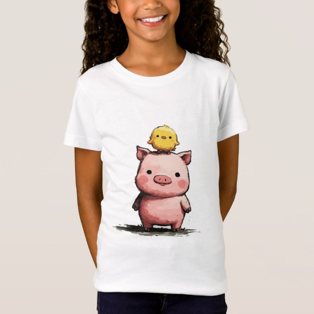 Sassy Pig: Funny Pig Design T-Shirt (Front)