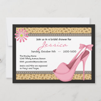 Sassy Pink Heels and Leopard Invitation