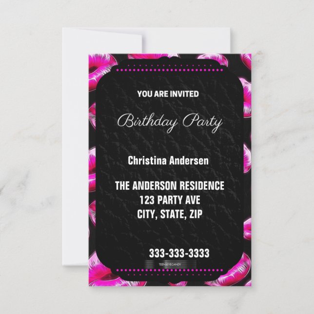 Sassy Pink Lips Birthday Invitation (Front)